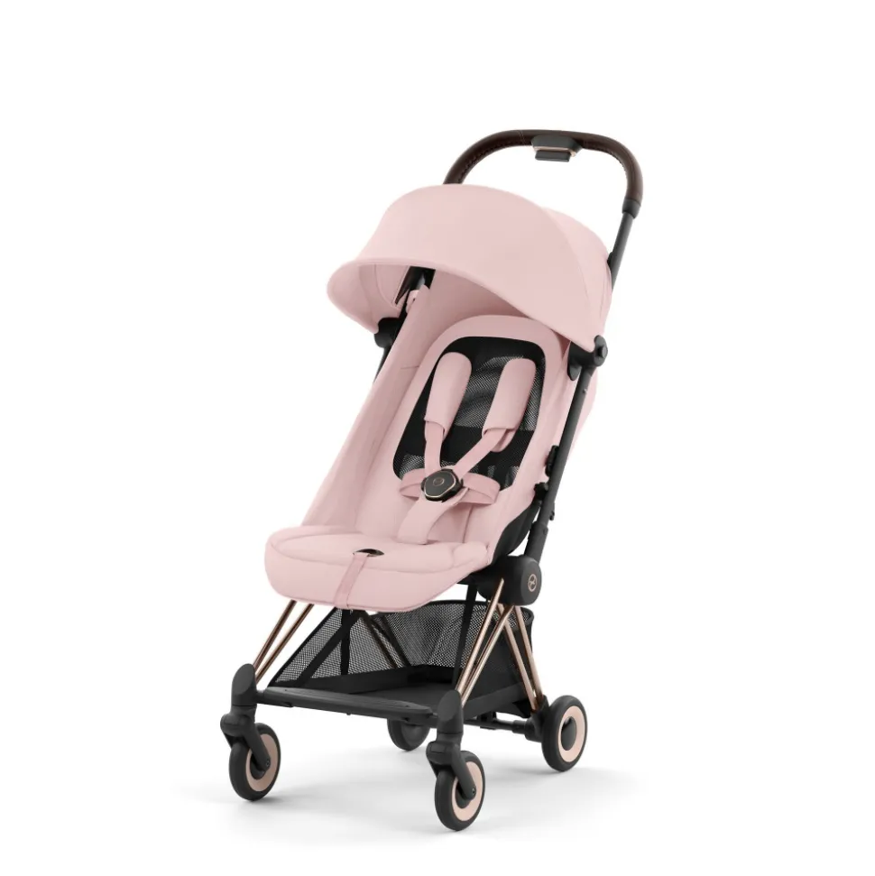 Poussette compacte coya peach pink châssis rosegold