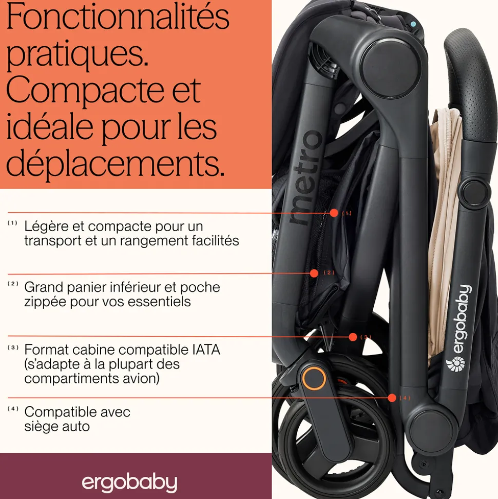 Poussette compacte metro 3 soft olive