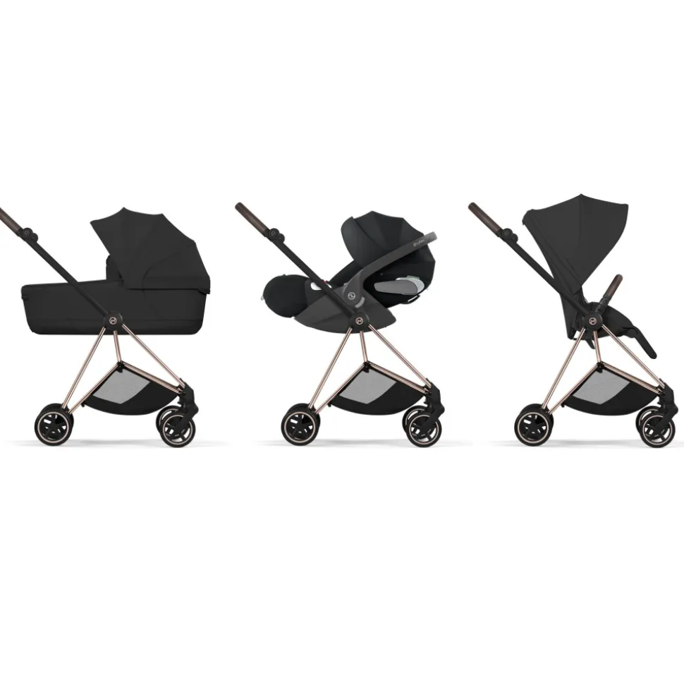 Poussette compacte mios 4 sepia black châssis rosegold