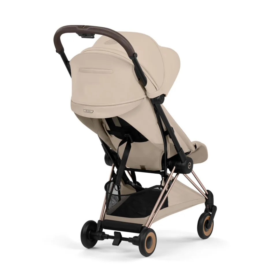 Poussette compacte voyage coya 2 style châssis rosegold cozy beige