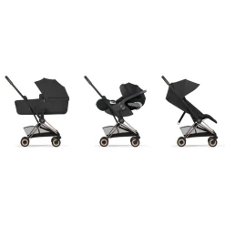 Poussette compacte voyage coya 2 confort châssis rosegold sepia black