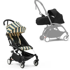 Poussette complète yoyo 3 châssis blanc pack 0+ et 6+ monaco / noir