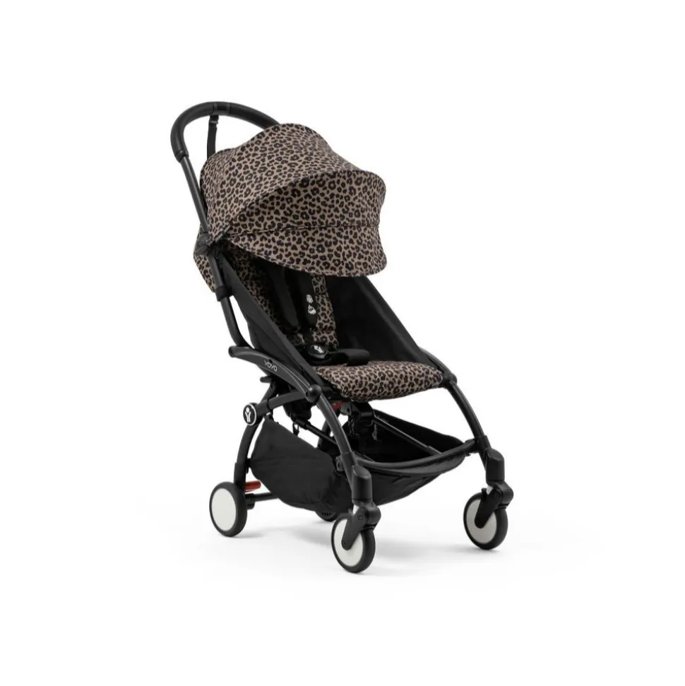 Poussette complète yoyo 3 châssis noir pack 0+ et 6+ leopard / noir