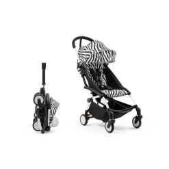 Poussette complète yoyo 3 châssis blanc pack 0+ et 6+ zebra / noir