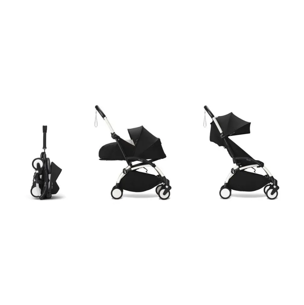 Poussette complète yoyo 3 châssis blanc pack 0+ et 6+ noir