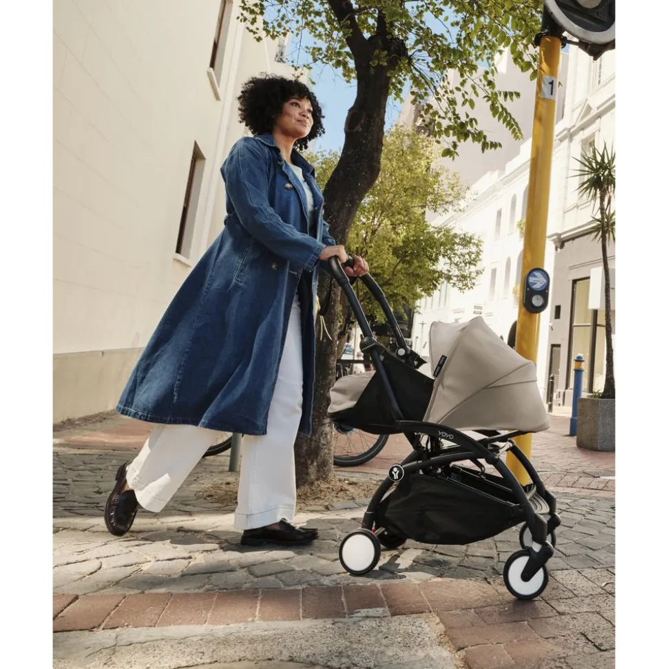 Poussette complète yoyo 3 châssis blanc pack 0+ et 6+ taupe