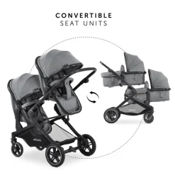 Poussette double atlantic jumeaux melange grey