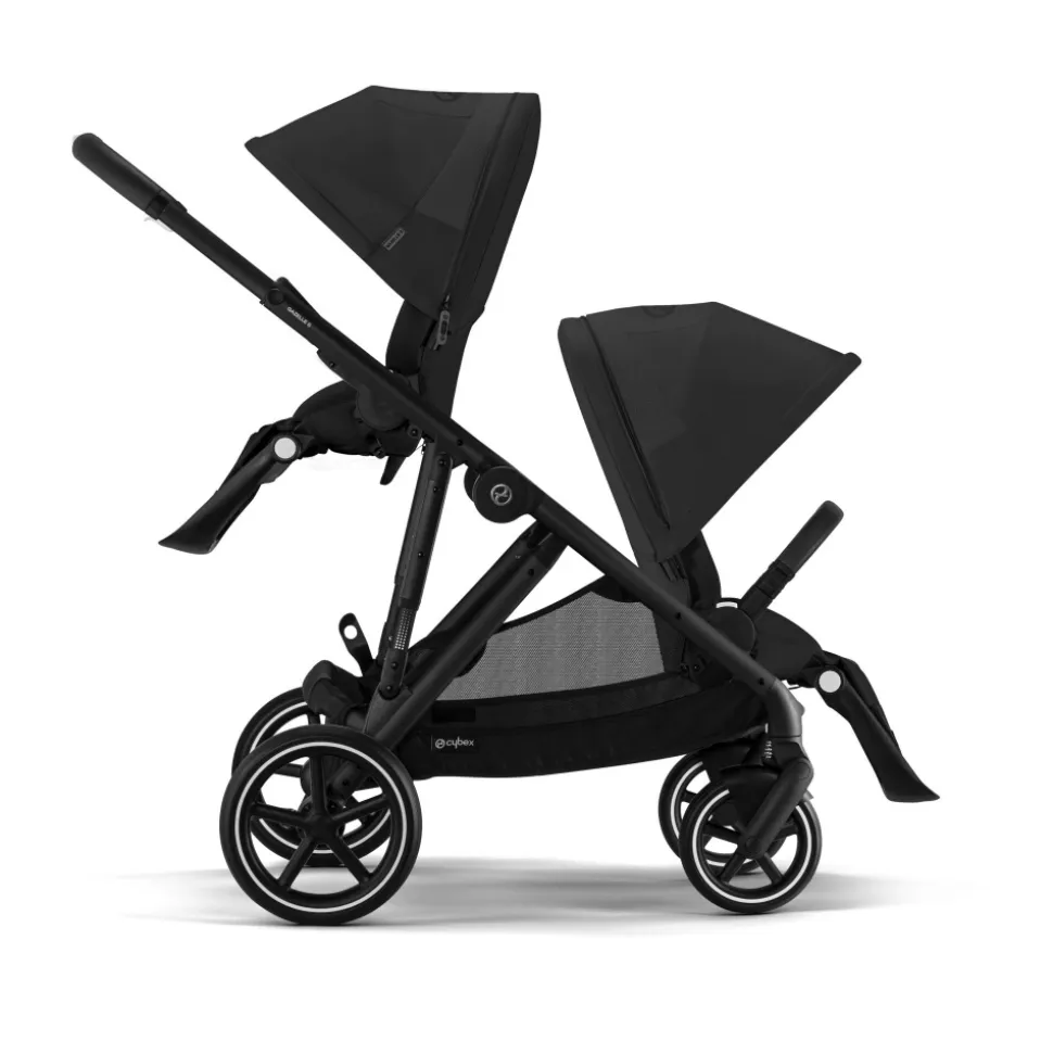 Poussette double e-gazelle s moon black châssis noir