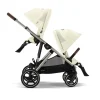 Poussette double e-gazelle s seashell beige châssis taupe