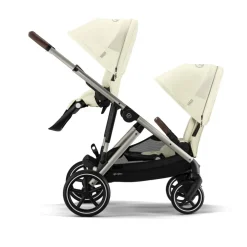 Poussette double e-gazelle s seashell beige châssis taupe