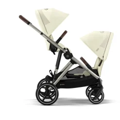 Poussette double e-gazelle s seashell beige châssis taupe