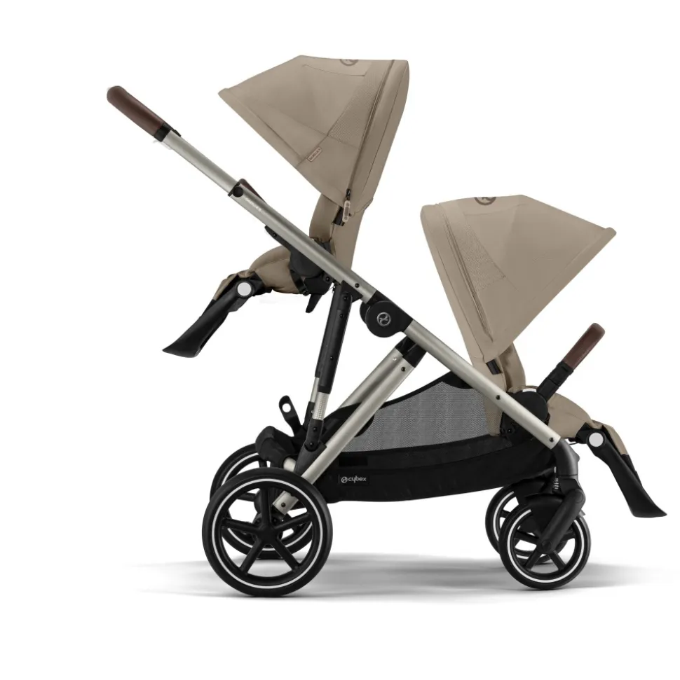 Poussette double gazelle s almond beige châssis taupe
