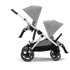 Poussette double gazelle s stone grey châssis silver