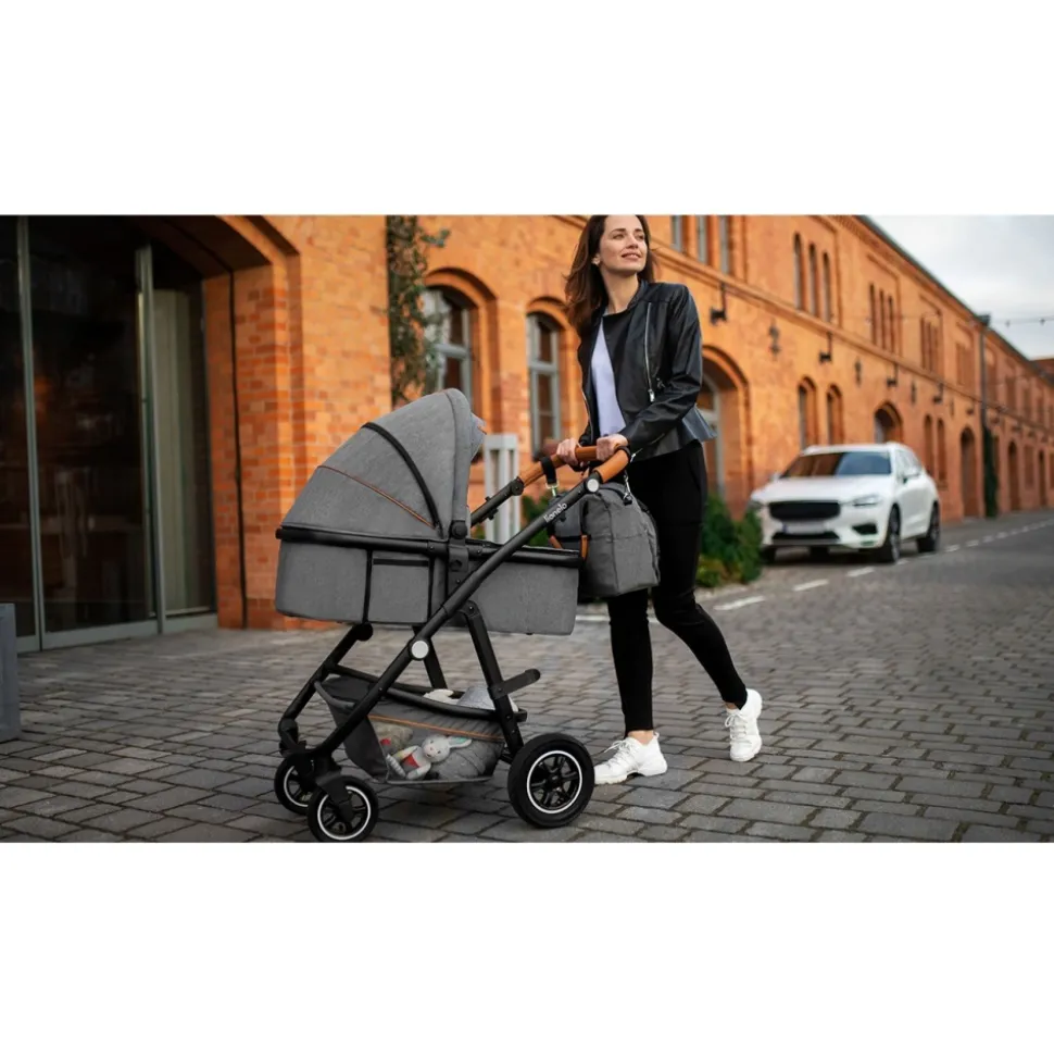 Poussette duo amber + nacelle grey stone