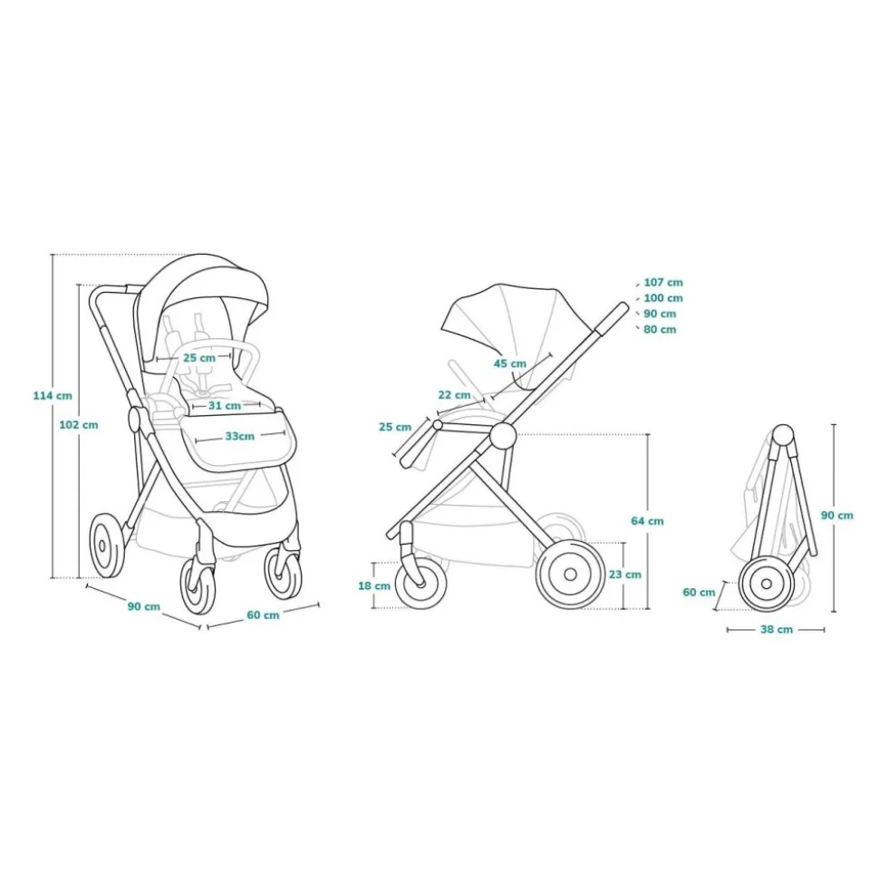 Poussette duo amber + nacelle grey graphite