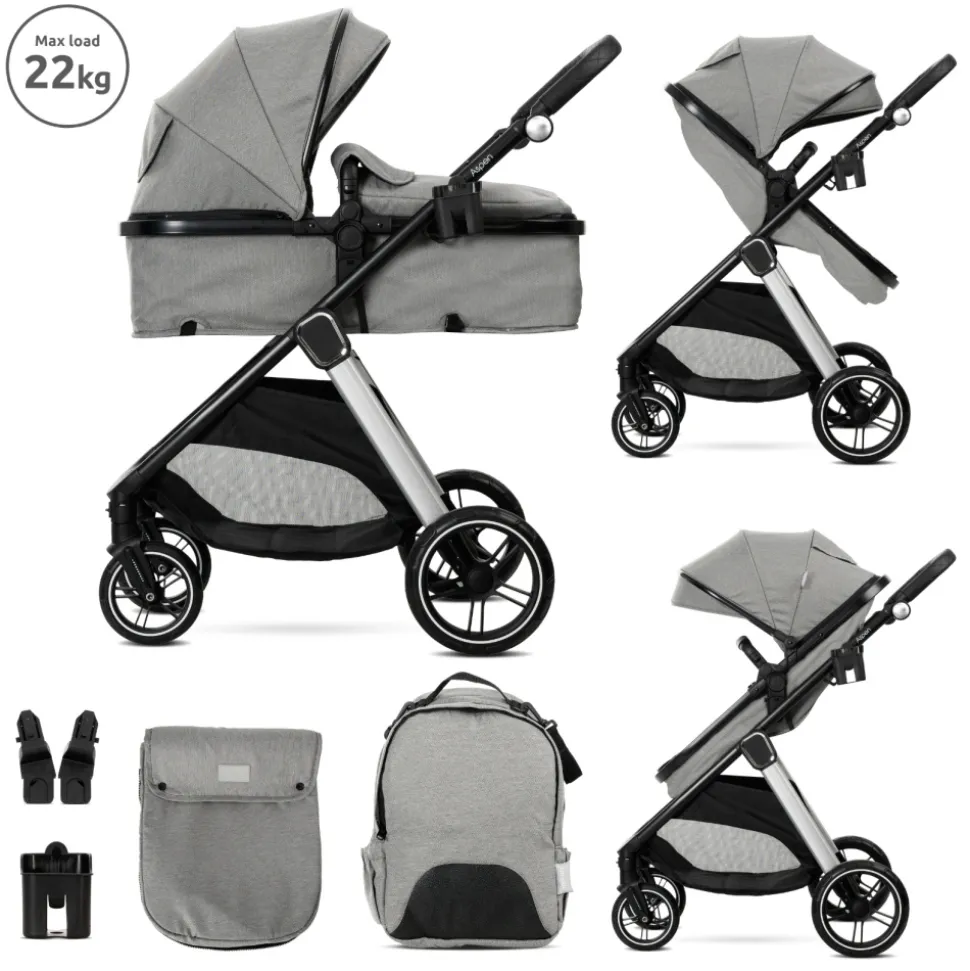 Poussette duo aspen nacelle + assise gris