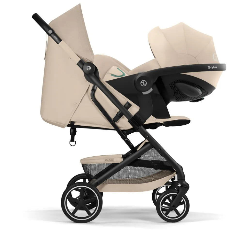 Poussette duo beezy 4 compacte almond beige avec siège auto cloud g3 i-size tissu plus