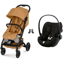 Poussette duo beezy 4 compacte cinnamon yellow avec siège auto cloud g i-size