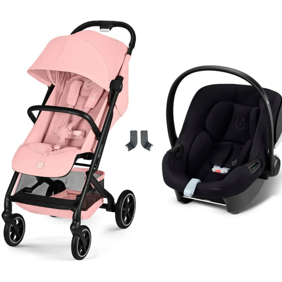 Poussette duo beezy 4 compacte candy pink avec siège auto aton b2 i-size