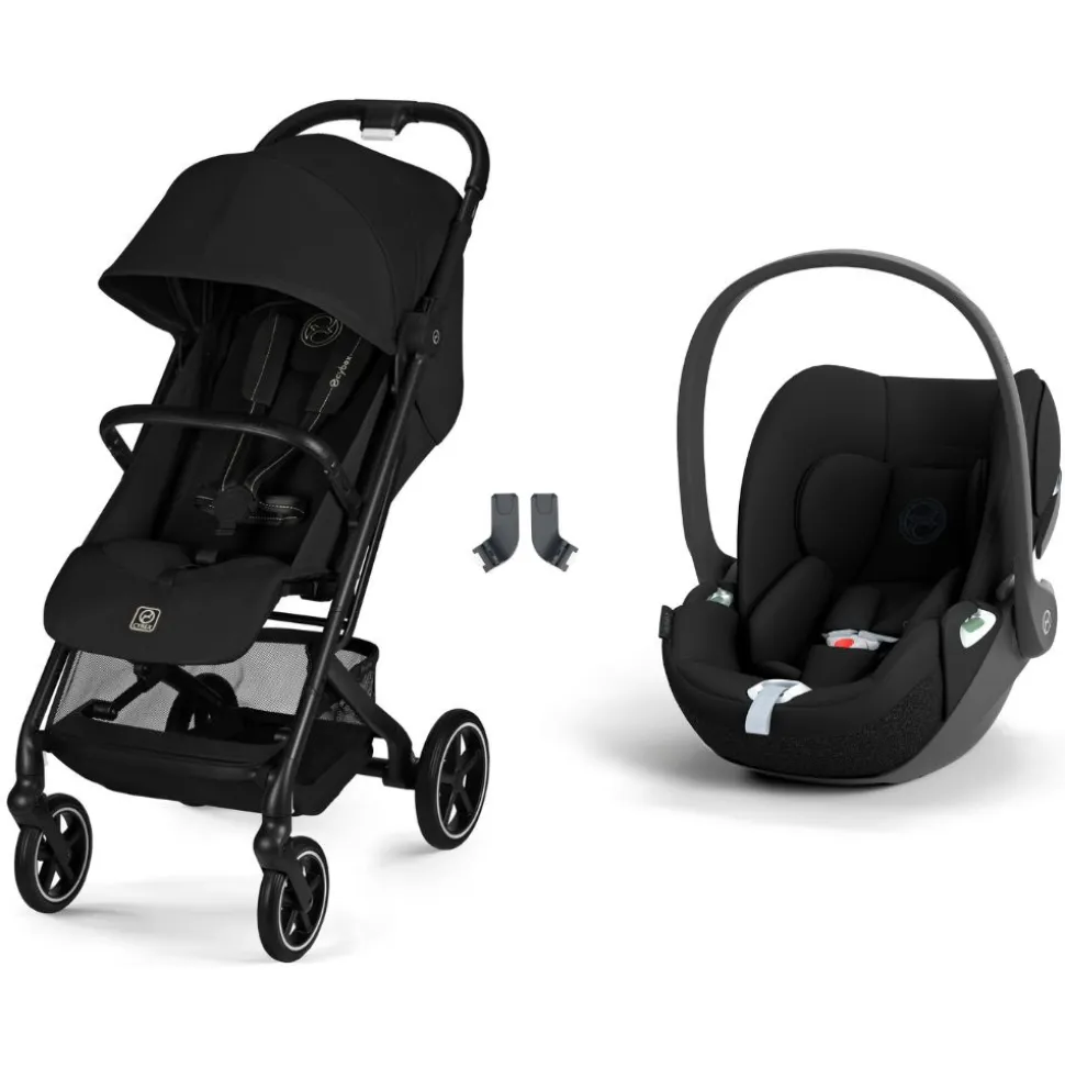 Poussette duo beezy 4 compacte magic black avec siège auto cloud t i-size