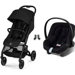 Poussette duo beezy 4 compacte magic black avec siège auto aton b2 i-size