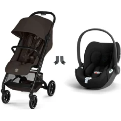 Poussette duo beezy 4 compacte chocolate brown avec siège auto cloud t i-size