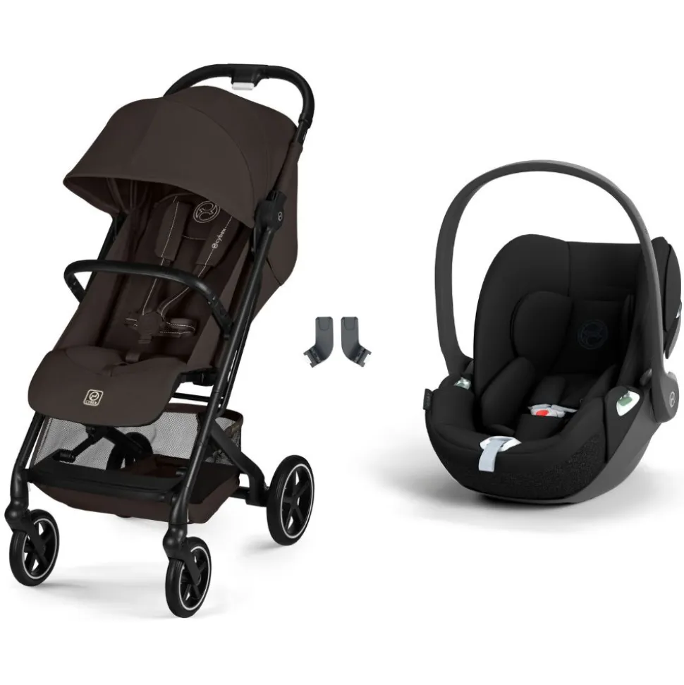 Poussette duo beezy 4 compacte chocolate brown avec siège auto cloud t i-size