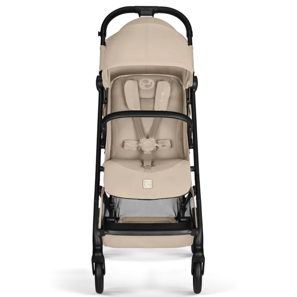 Poussette duo beezy 4 compacte almond beige avec siège auto cloud t i-size tissu plus