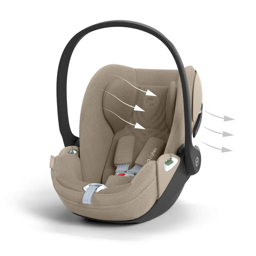 Poussette duo beezy 4 compacte almond beige avec siège auto cloud t i-size tissu plus