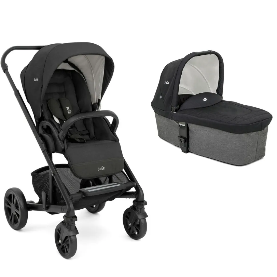Poussette duo chrome + nacelle chrome shale noir