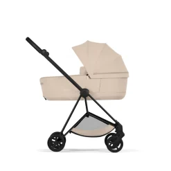 Poussette duo compacte mios 4 avec nacelle pliable châssis matt black cozy beige