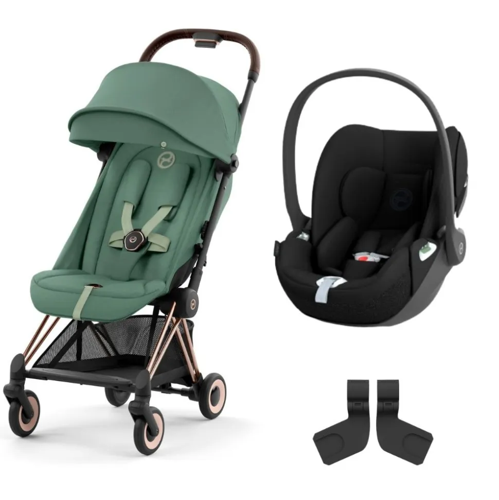 Poussette duo coya leaf green châssis rosegold + cloud t i-size