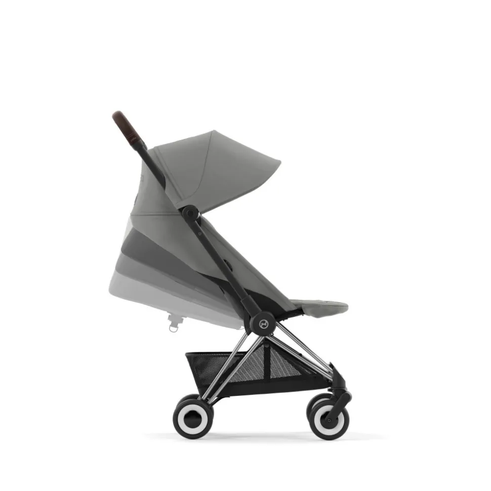 Poussette duo coya mirage grey châssis chrome brown + cloud t i-size