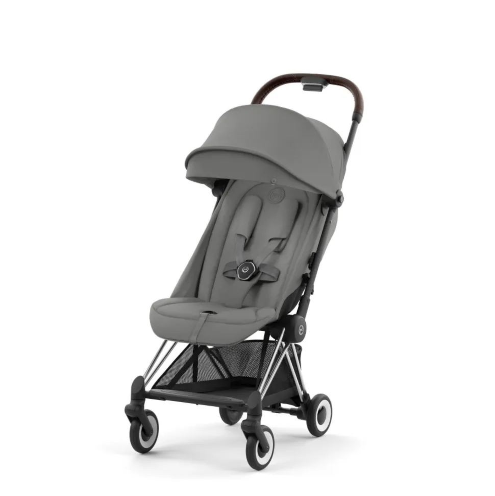 Poussette duo coya mirage grey châssis chrome brown + cloud t i-size