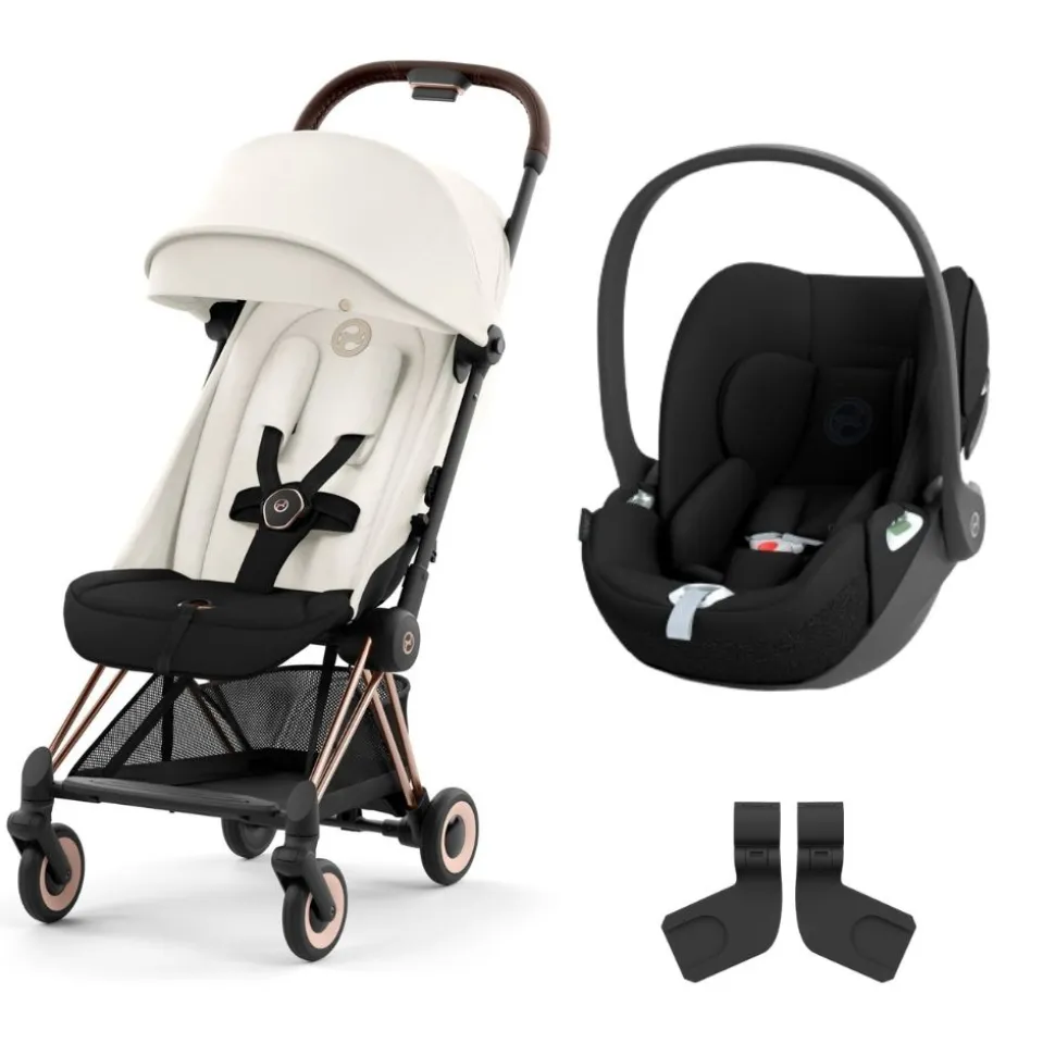 Poussette duo coya off white châssis rosegold + cloud t i-size