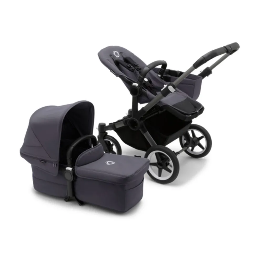 Poussette duo donkey 5 châssis noir bleu