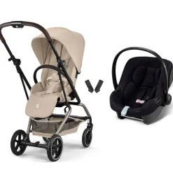 Poussette duo eezy s twist+ 2 pivotante almond beige avec siège auto aton b2 i-size