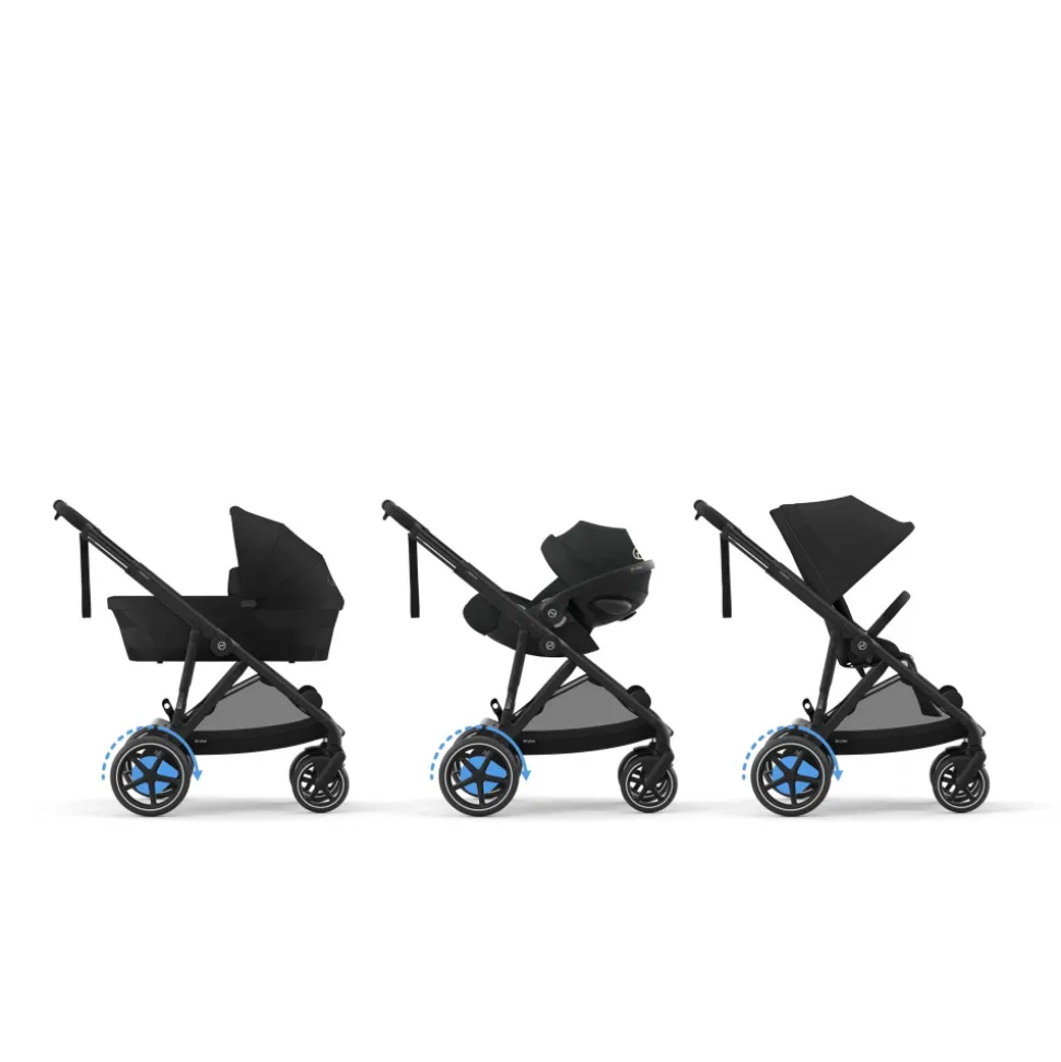 Poussette duo e-gazelle s moon black châssis noir + nacelle