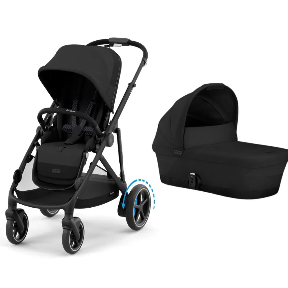 Poussette duo e-gazelle s moon black châssis noir + nacelle
