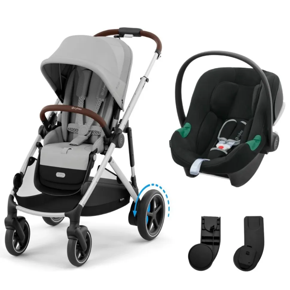 Poussette duo e-gazelle s stone grey + siège auto aton b2 i-size