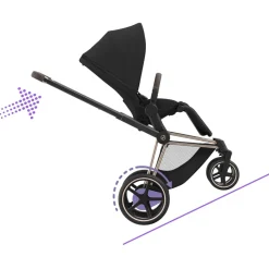Poussette duo e-priam 2 sepia black châssis rose gold + cloud t i-size