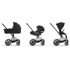 Poussette duo e-priam 2 sepia black châssis rose gold + cloud t i-size