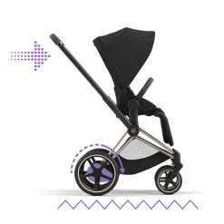 Poussette duo e-priam 2 sepia black châssis rose gold + cloud t i-size