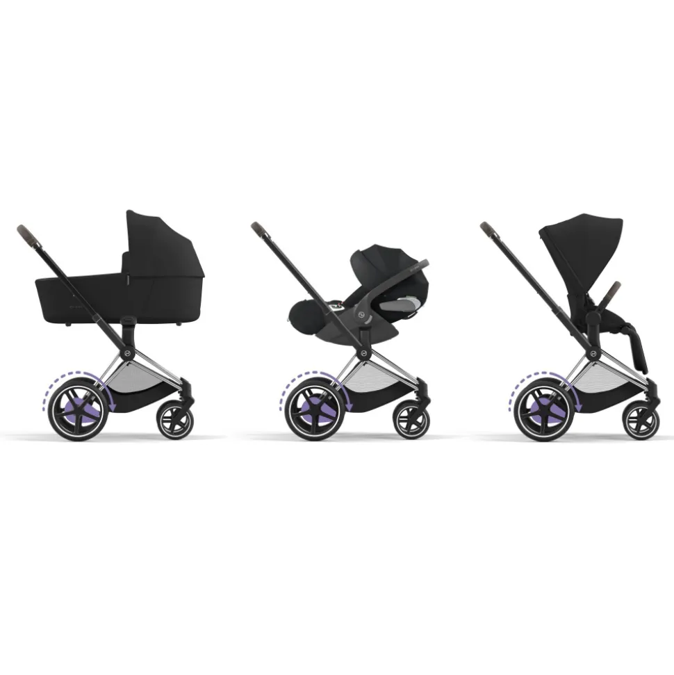 Poussette duo e-priam 2 sepia black châssis chrome brown + cloud t i-size