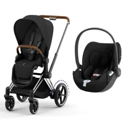 Poussette duo e-priam 2 sepia black châssis chrome brown + cloud t i-size