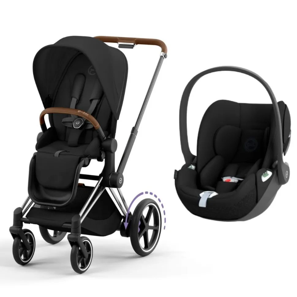 Poussette duo e-priam 2 sepia black châssis chrome brown + cloud t i-size