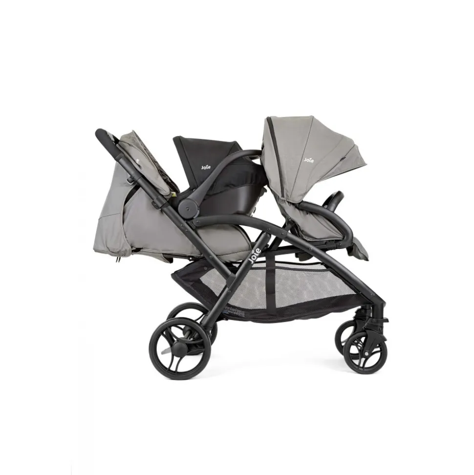 Poussette duo evalite double + siège auto i-snug 2 pebble gris