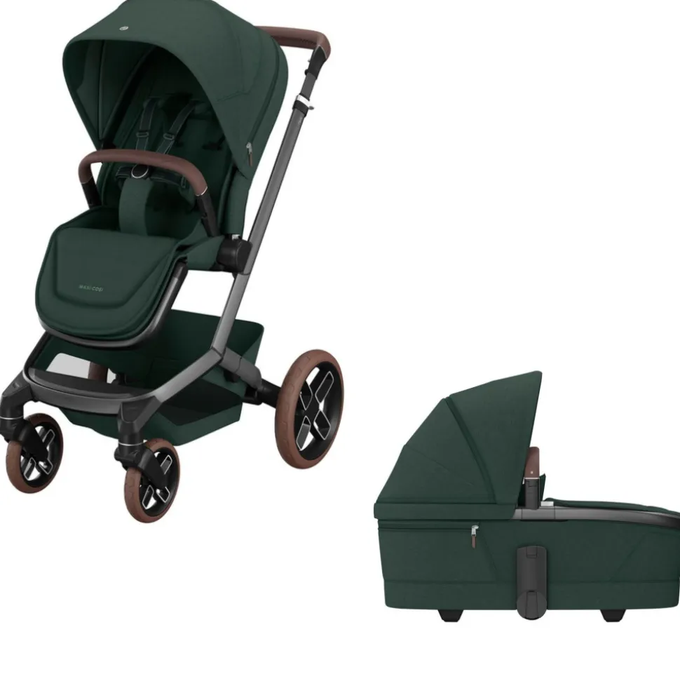 Poussette duo fame + nacelle twillic green