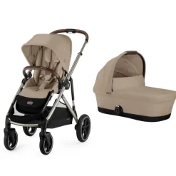 Poussette duo gazelle s almond beige châssis taupe + nacelle