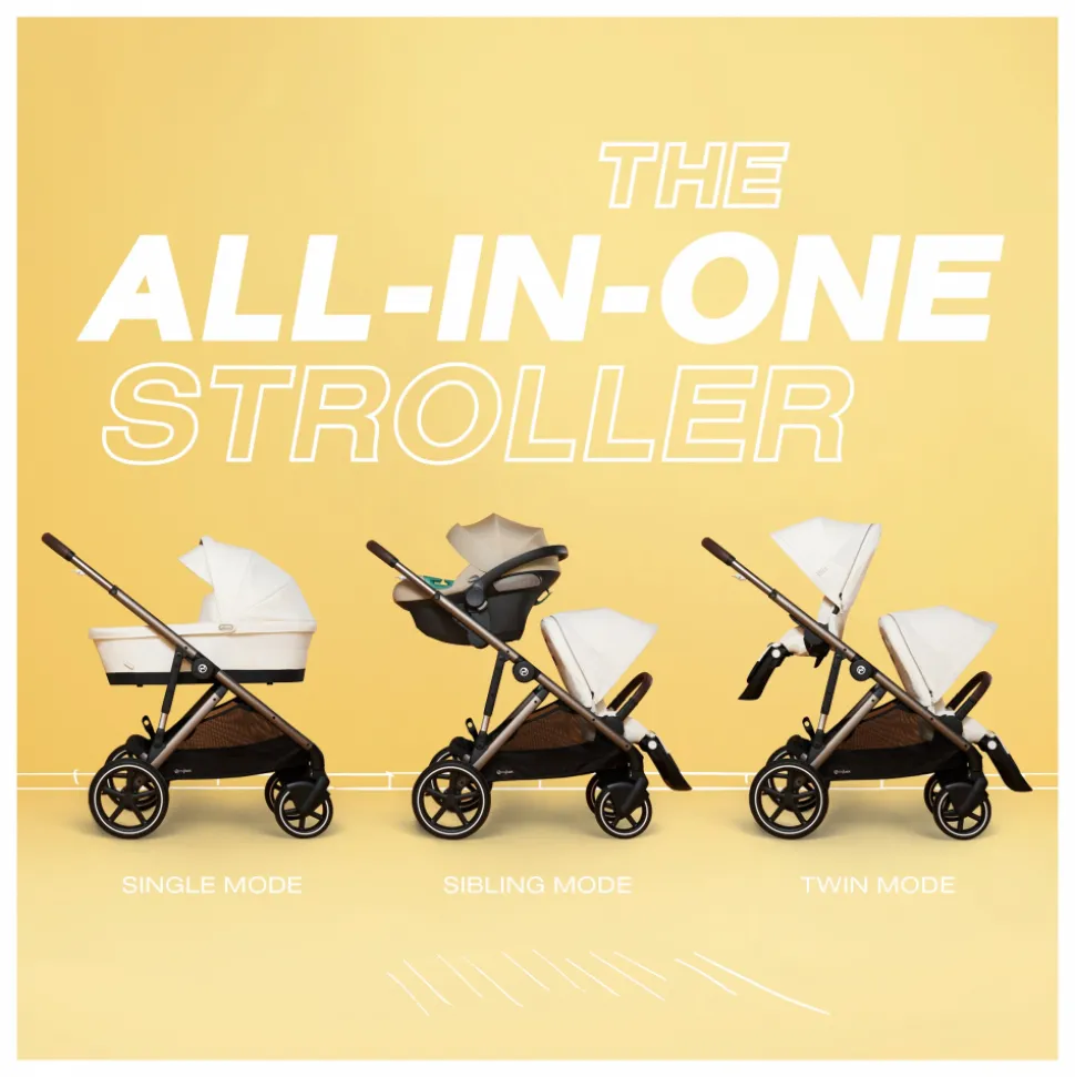 Poussette duo gazelle s moon black châssis noir + nacelle